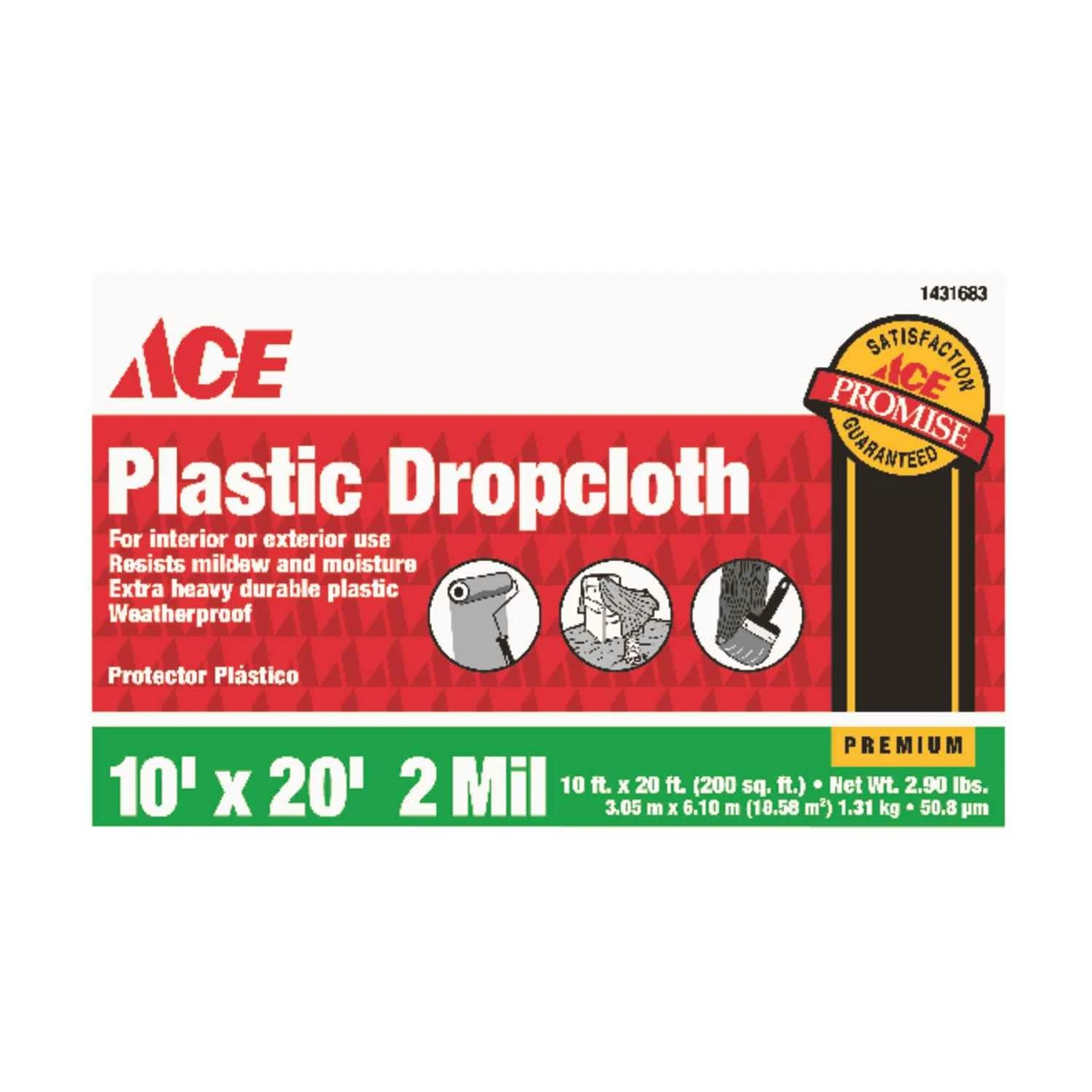 ACE Heavy Weight Plastic Drop Cloth 10 ft. W x 20 ft. L