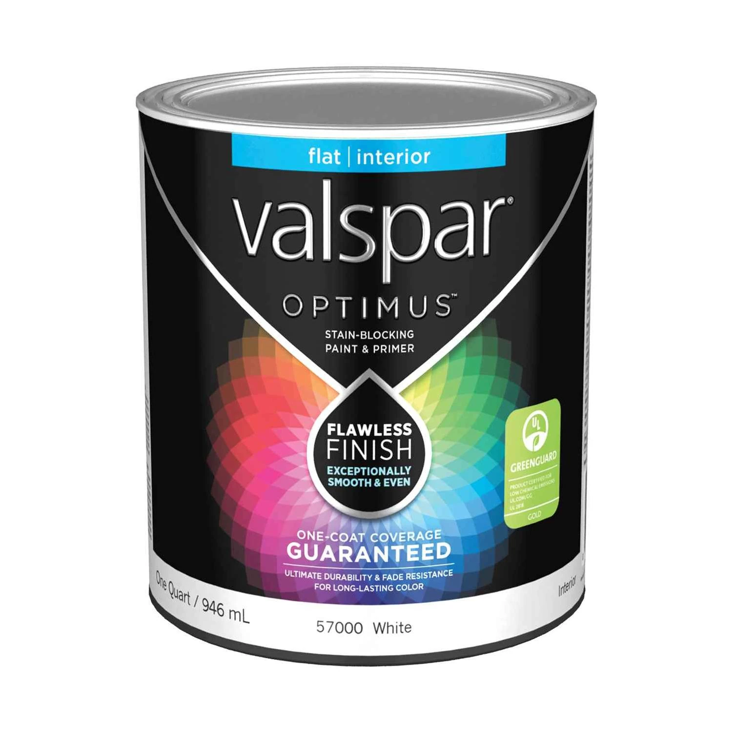 Valspar Optimus Flat Basic White Acrylic Latex Paint and Primer 1 qt.
