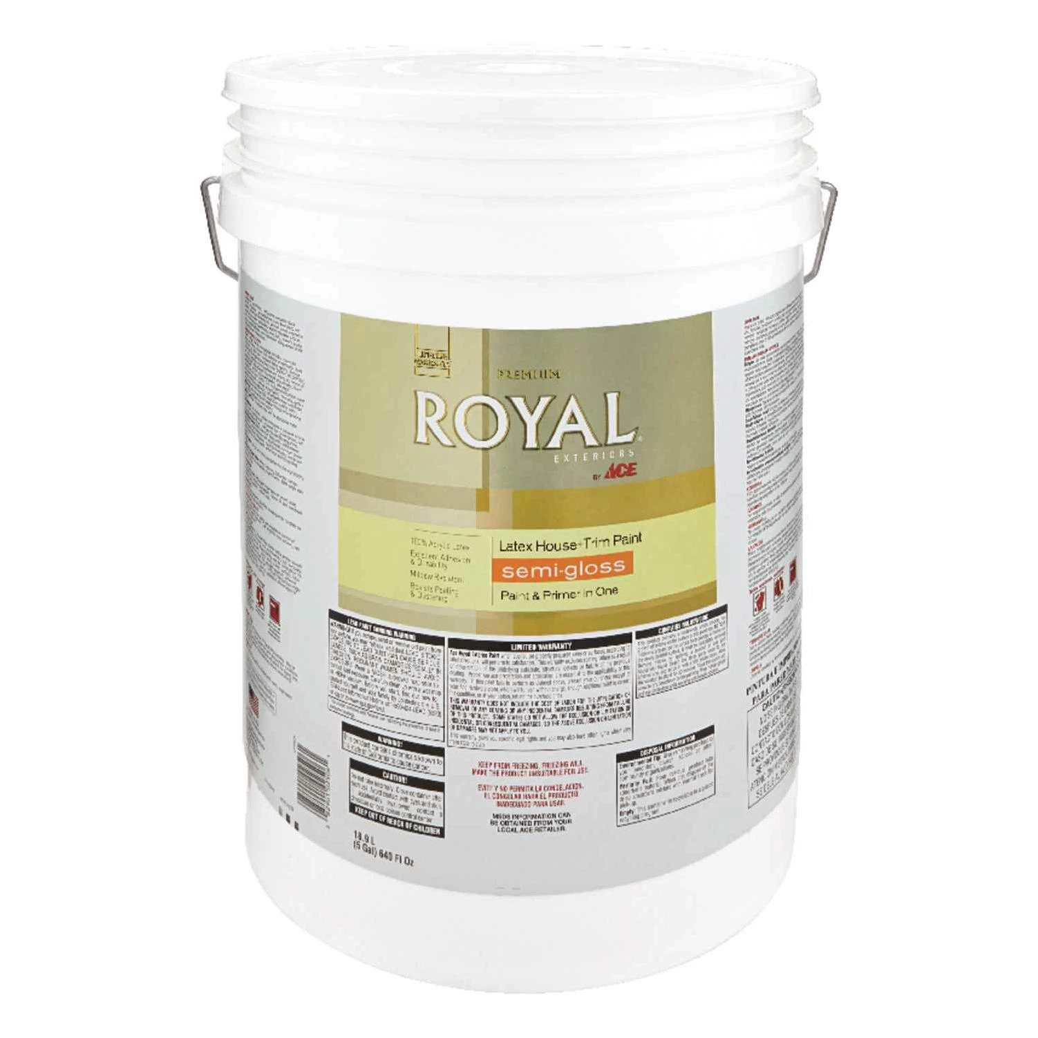 Ace Royal Semi-Gloss White Acrylic Latex House & Trim Paint & Primer 5 gal.