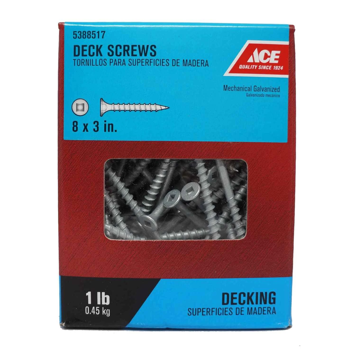 Ace No. 8 x 3 in. L Square Head Galvanized Steel Deck Screws 1 lb. 96 pk