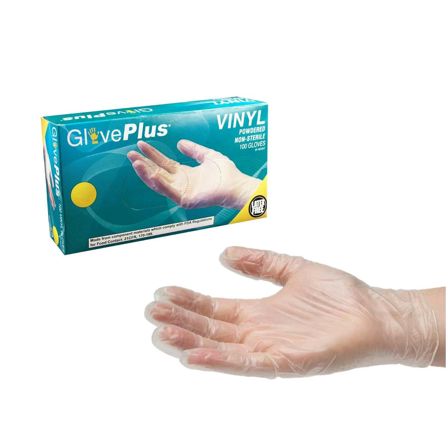GlovePlus Vinyl Disposable Gloves M Clear 100 pk