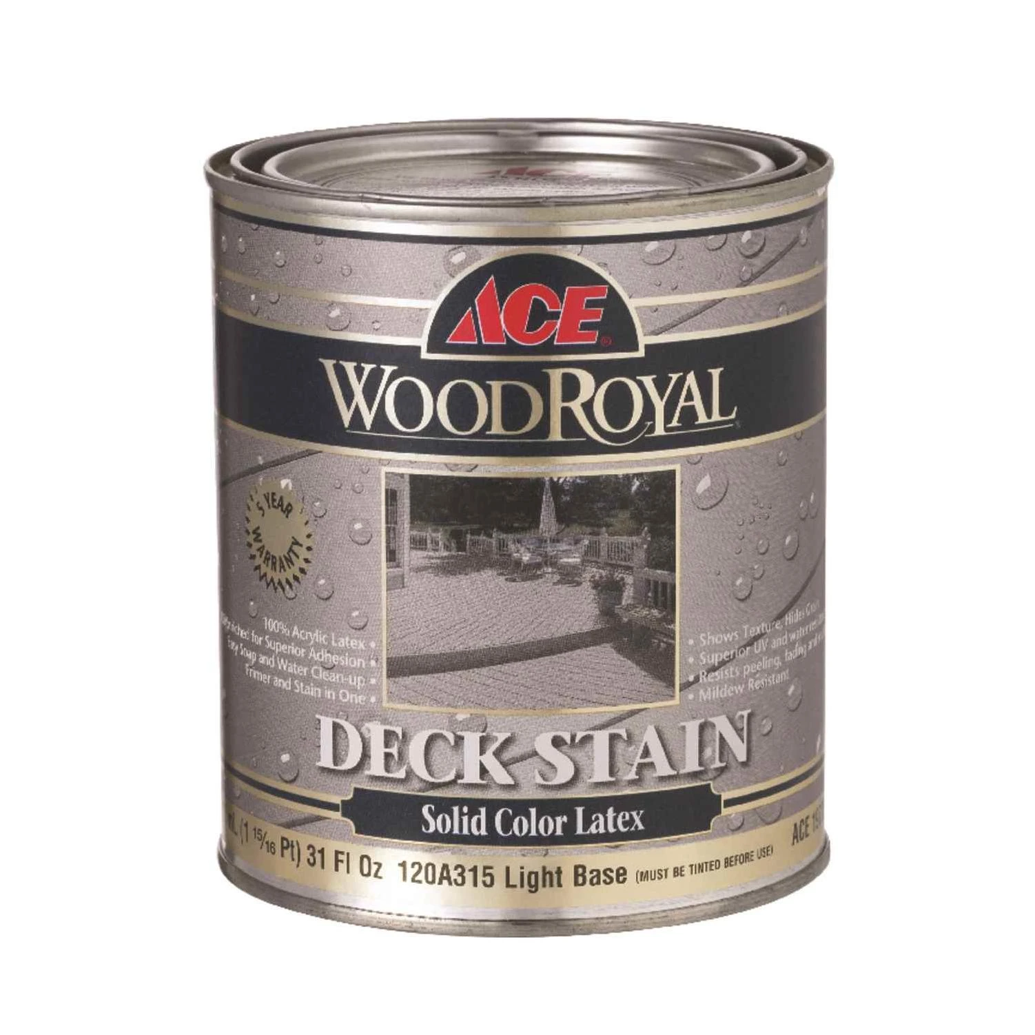 Ace Wood Royal Solid Tintable Flat Light Base Acrylic Latex Deck and Siding Stain 1 qt.
