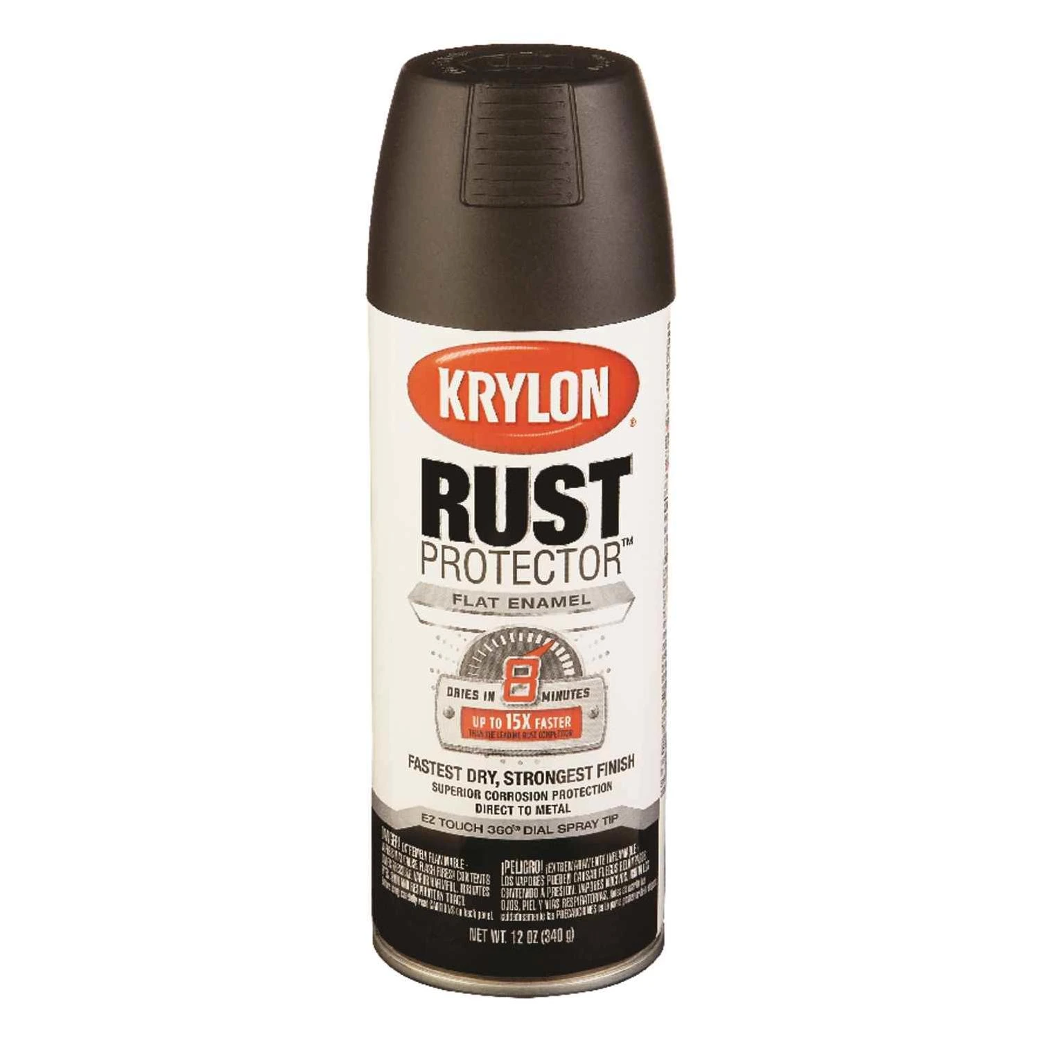 Krylon Rust Tough 12 Oz. Flat Alkyd Enamel Spray Paint, Black