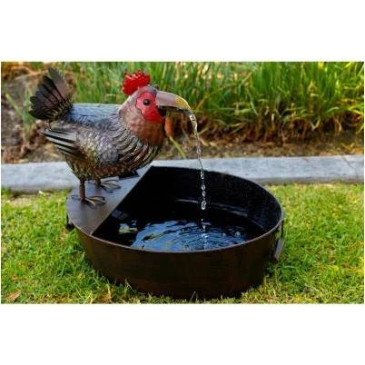 Metal Rooster Fountain