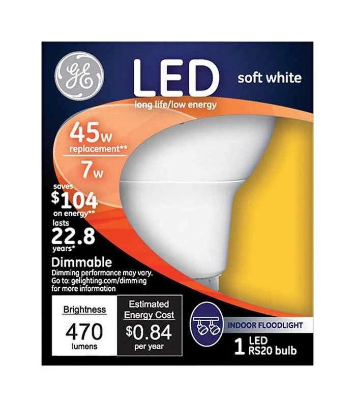 GE 7 watts R20 LED Bulb 470 lumens Soft White Floodlight 45 Watt Equivalence