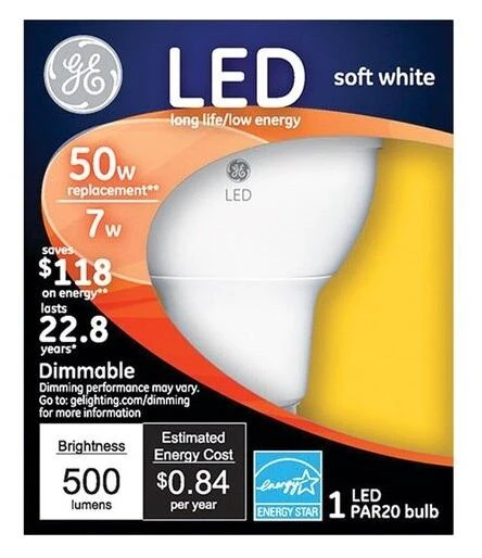 GE 7W PAR20 LED BULB