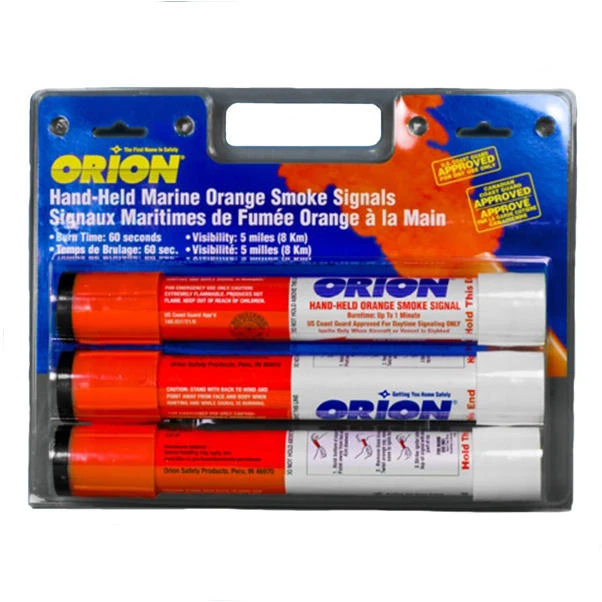 Orion Handheld Orange Smoke Flares; Pack Of 3