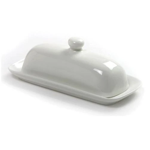 8370 Porcelain Butter Dish With Lid - Elegant White Design