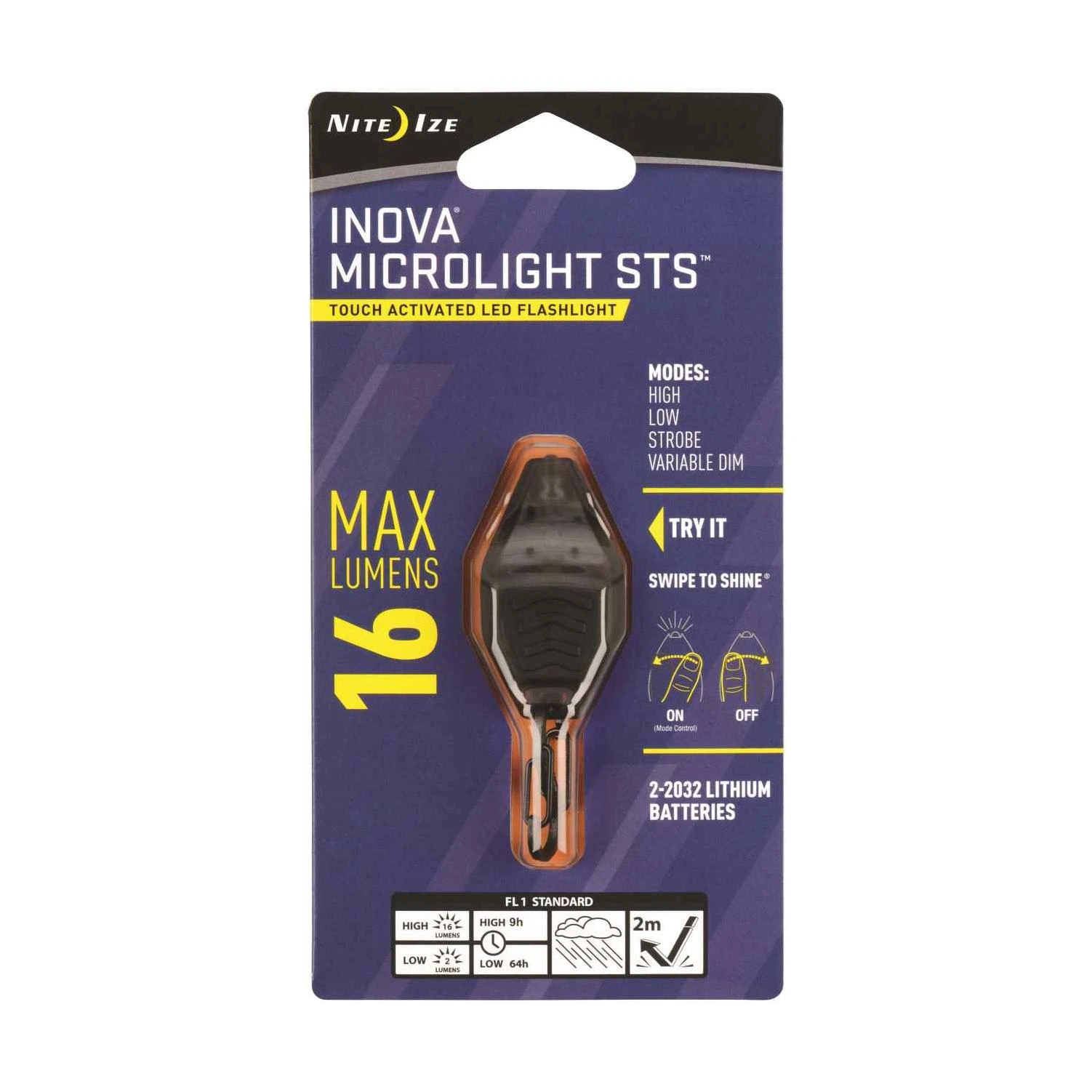 Nite Ize INOVA 16 lumens Gray LED Micro Light CR2016 Battery