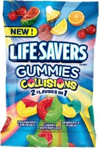 "LifeSavers Gummies Collisions"" 2 Flavor In 1 Candy, 7 oz., Raspberry Lemonade/Cherry (Red) Watermelon"