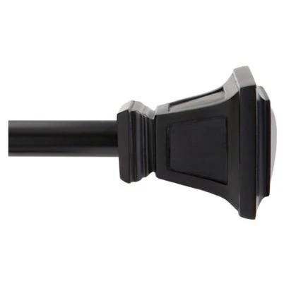 Seville Curtain Rod With Finials, Black, 28 to 48-In.