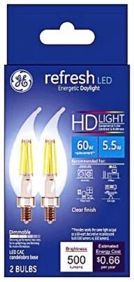 234669 6.5W General Electric CAC LED Bulb&#44; Clear - 500 lumens & Pack of 2