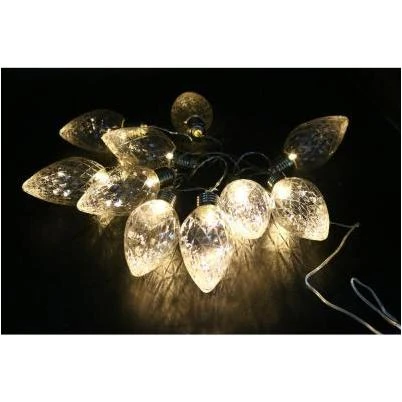 10-Light LED Light Bulbs Faceted Clear Decorative String Lights Decor (Set of 10)