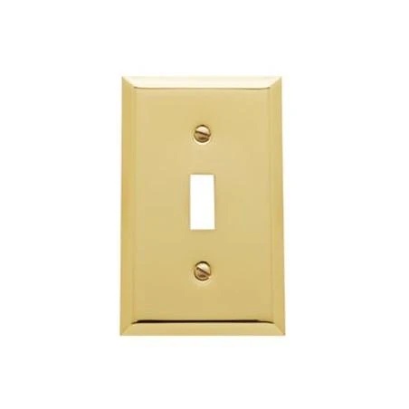 Baldwin 4751030 Polished Brass Switch Plates Beveled Edge Solid Brass Single Toggle Switchplate