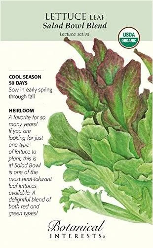 Organic Salad Bowl Blend Leaf Lettuce Seeds - 4.5 Grams For Home Gardening