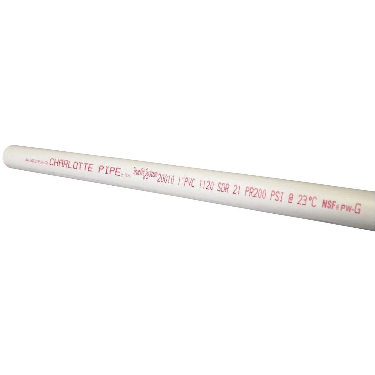 Charlotte Pipe 1 In. x 10 Ft. Cold Water PVC Pressure Pipe, SDR 21