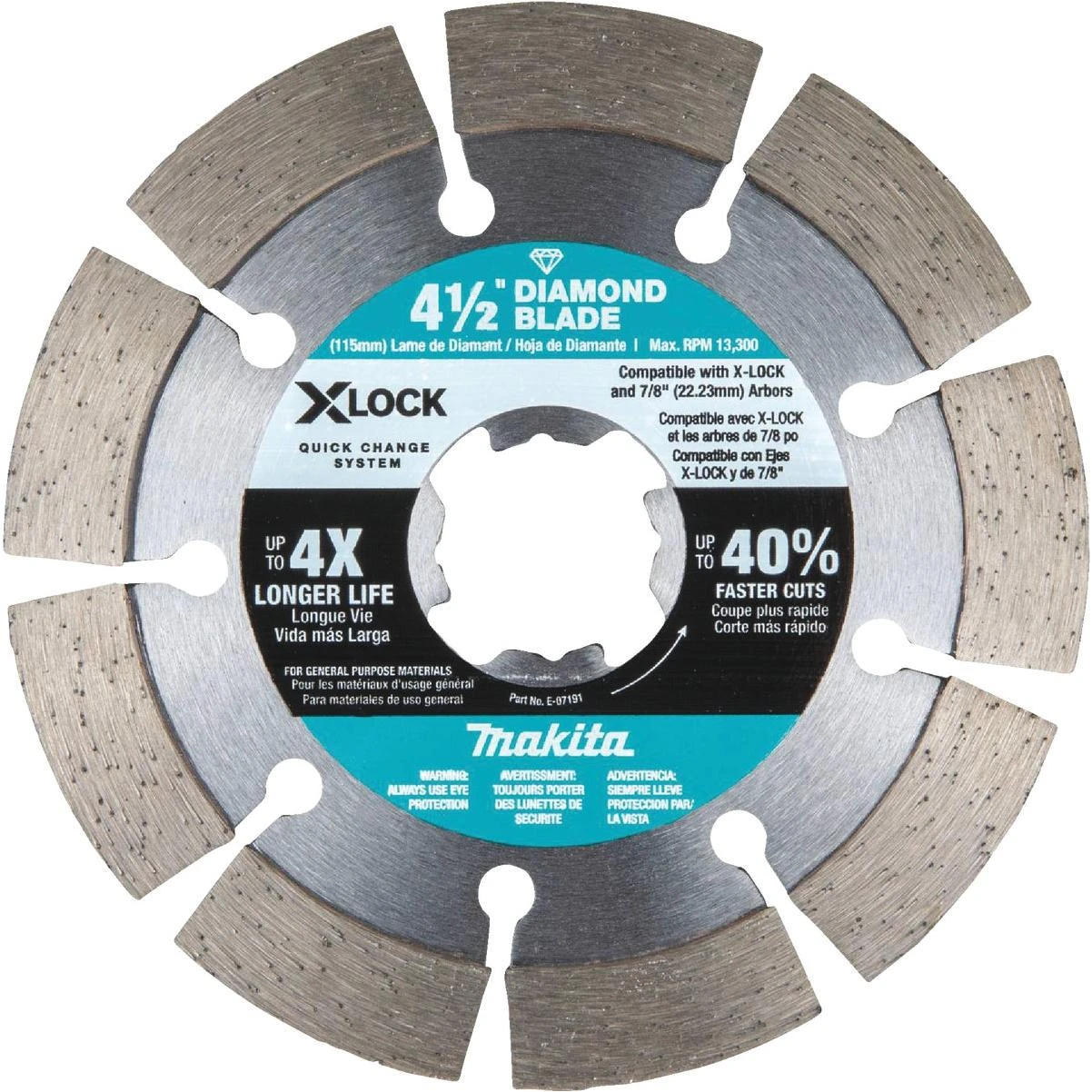 Makita X-LOCK 4-1/2 In. Segmented Rim Dry/Wet Cut Diamond Blade