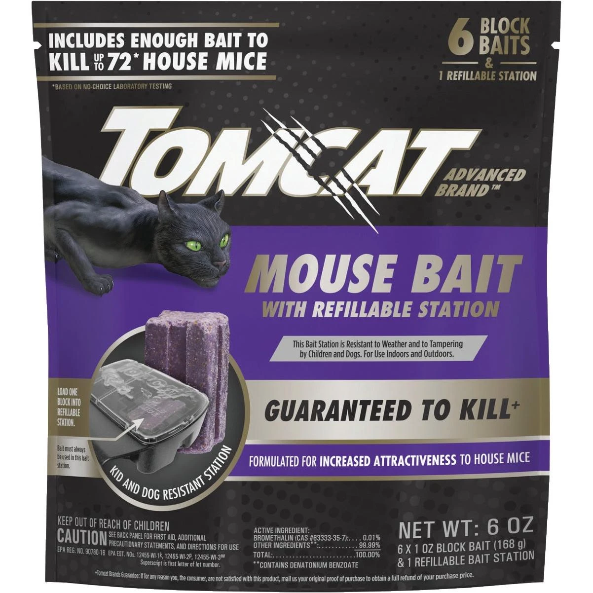 Tomcat Advanced Formula Refillable Mouse Bait Station - 6 Blocks Baits & 1 Refillable Station