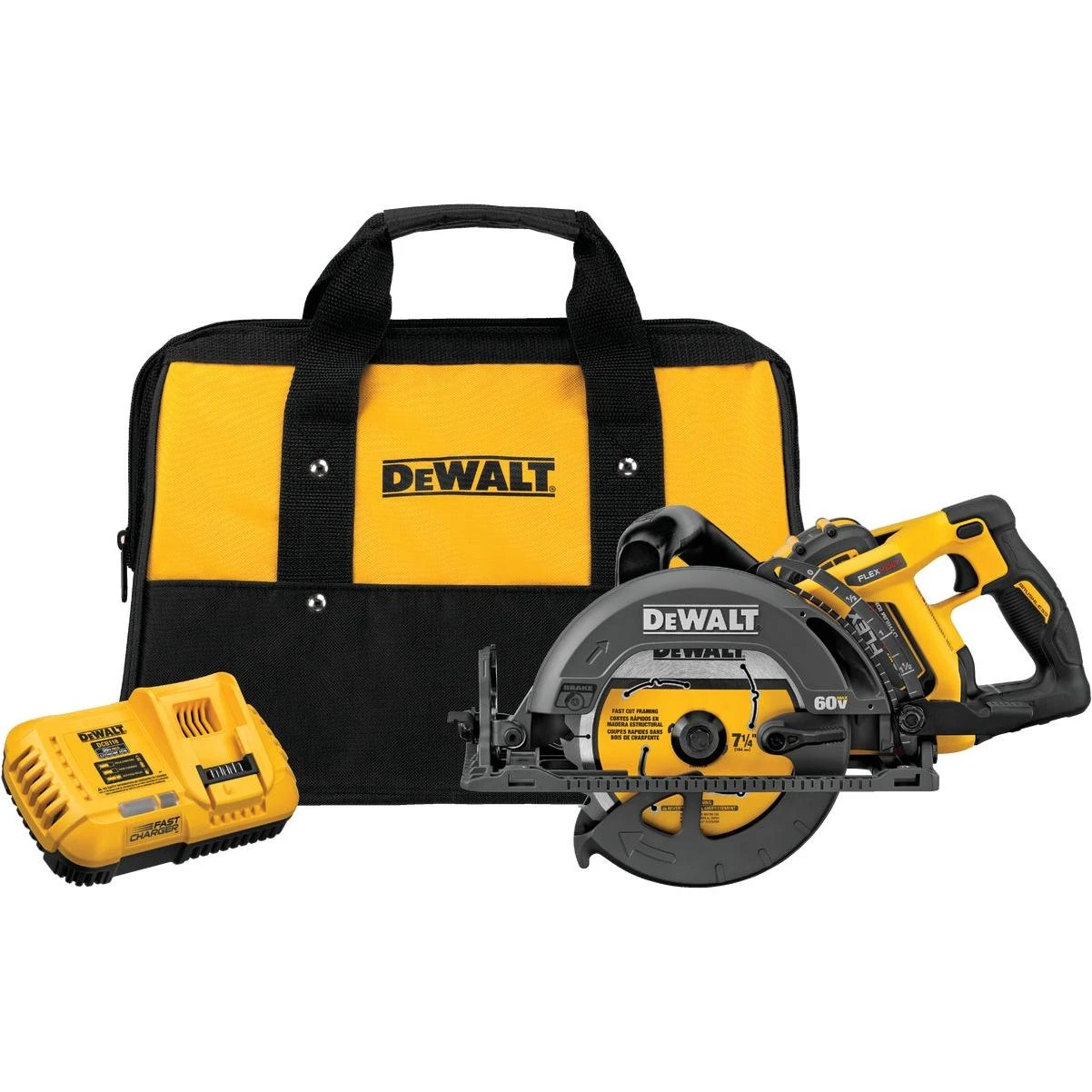 DEWALT FLEXVOLT 60V MAX Brushless 7-1/4 In. Cordless Worm Drive Circular Saw Kit with 9.0 Ah Battery & Charger