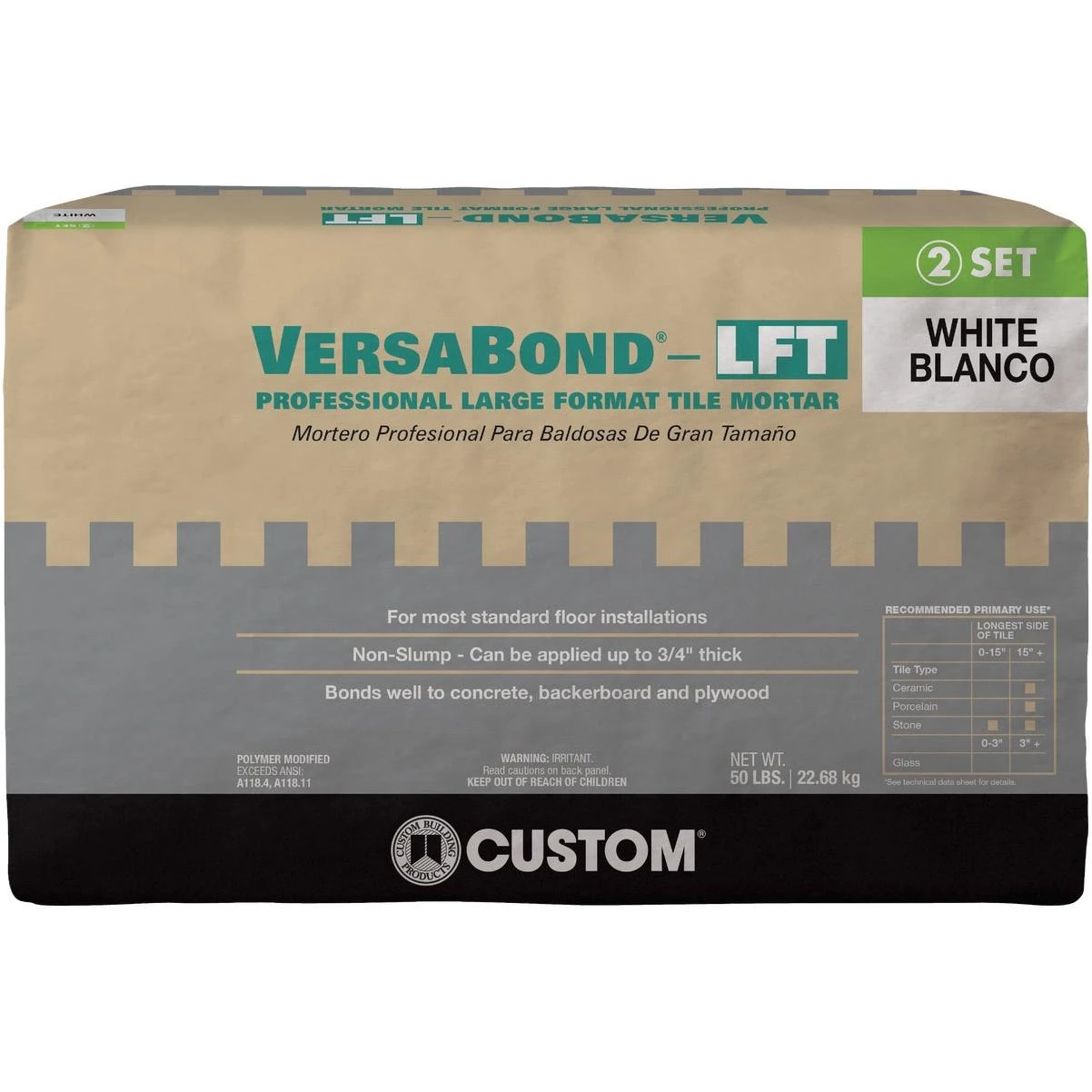 Custom Building Products VersaBond 50 Lb. White Large Format Tile Mortar