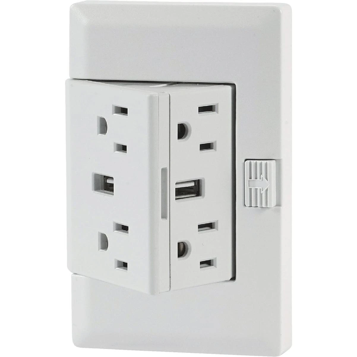 theOUTlet 2.1A/15A 125V White 4-Receptacle/2-USB Tamper Resistant Permanent Outlet Extender