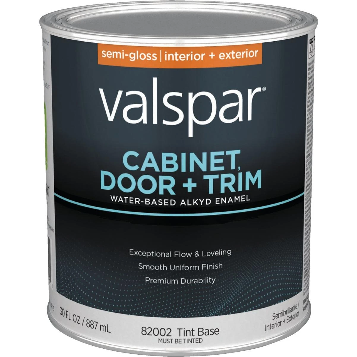 Valspar Cabinet, Door & Trim Waterborne Alkyd Semi-Gloss Interior/Exterior Enamel, Tint Base, 1 Qt.