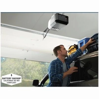 Smart Wi-Fi Garage Door Opener with Chain Drive, Battery Backup, 0.5 Horsepower