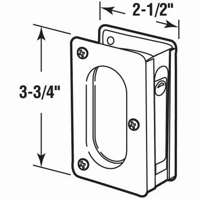 Pocket Door Passage Pull Handle, Satin Nickel Finish, 3.75 Inches Tall