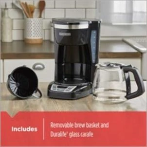 Black Programmable Coffee Maker with 12-Cup Capacity