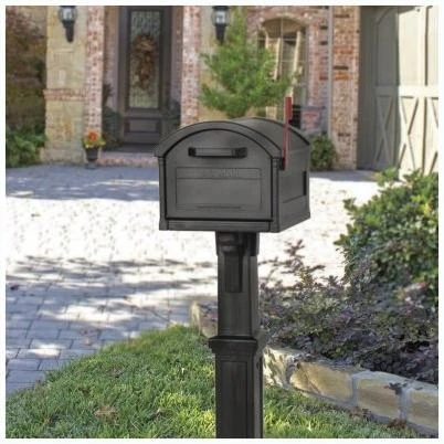 Grand Haven Extra Large Mailbox and Post Cover Combo, Black Plastic