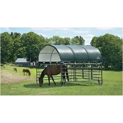 Corral Shelter with Green Water Resistant Cover and Steel Frame, 12 by 12 Feet, Panels Not Included