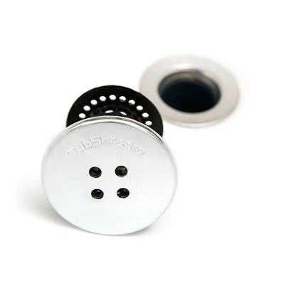 Bathtub Drain Protector Hair Catcher in Black and Chrome Finish