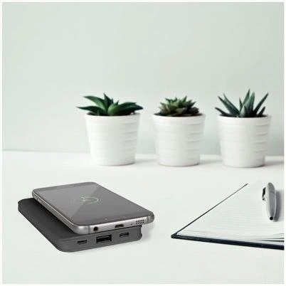 ChargeHubGO Plus Power Bank with Wireless Charging Pad, USB Charging Port, and Two Built-in Charging Cables