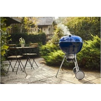 Master Touch Charcoal Grill with Hinged Barbecue Grate, Blue, 22 Inch Diameter
