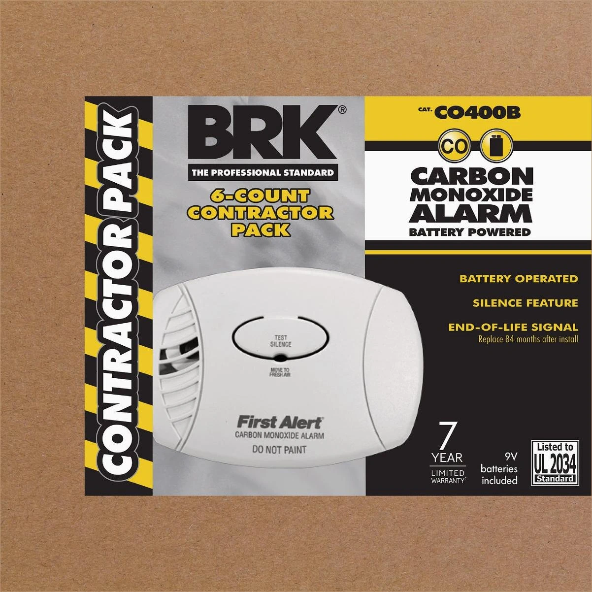 First Alert CO400 Battery Operated 9V Electrochemical Carbon Monoxide Alarm (6-Pack)