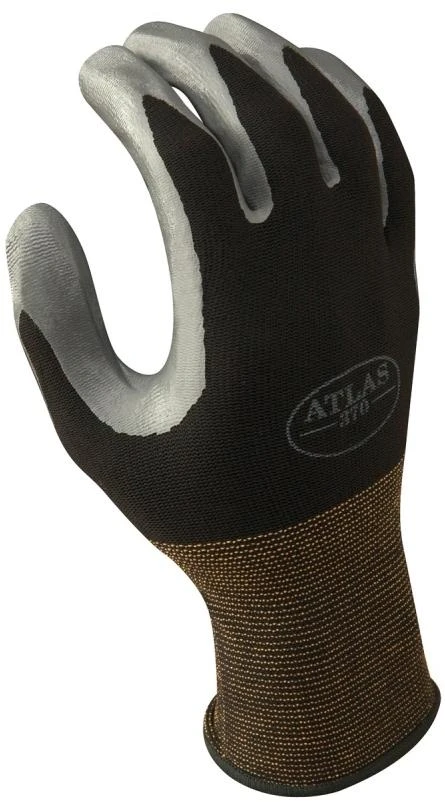 Showa 370BL-08.RT Protective Gloves, L, Knit Wrist Cuff, Nitrile, Black/Gray