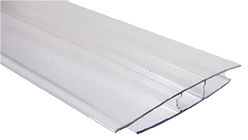 Tuftex 854 Multi-Wall H-Channel, 8 ft L, Polycarbonate, Clear