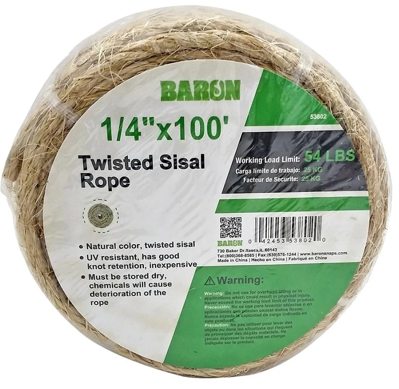 ROPE SISAL TWISTED 1/4INX100FT