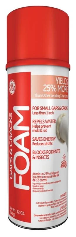 GE Gaps and Cracks 2844271 Insulating Foam, White, 7 to 10 min Functional Cure, 12 fl-oz Aerosol Can