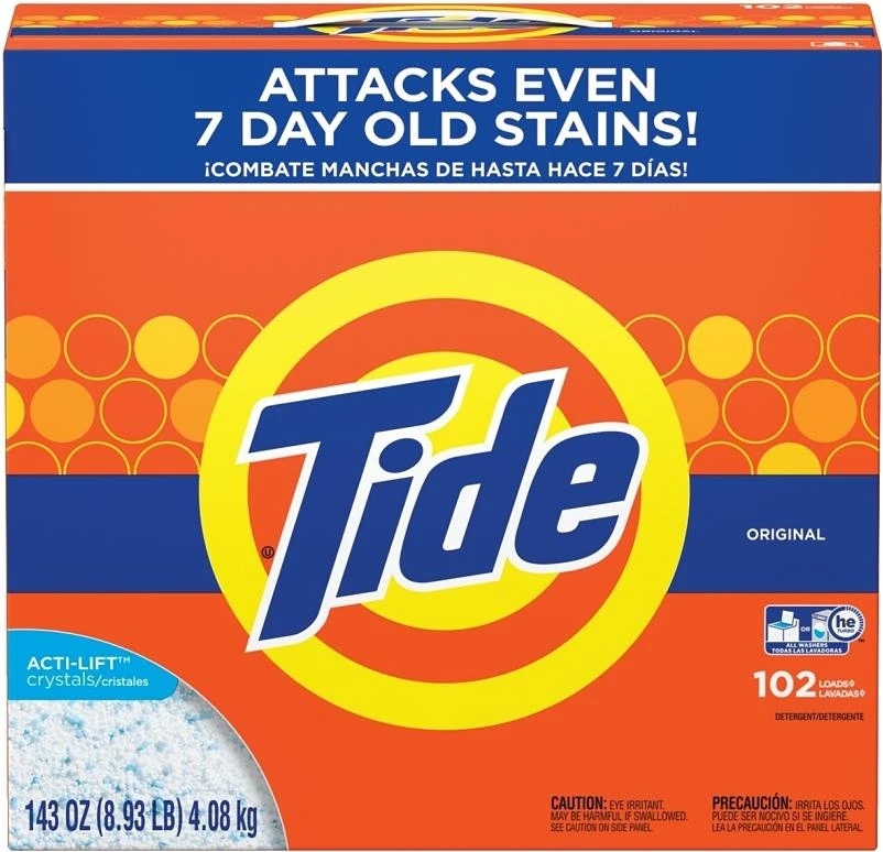 Tide 80811557 Laundry Detergent, 8 lb Box, Powder, Original, White