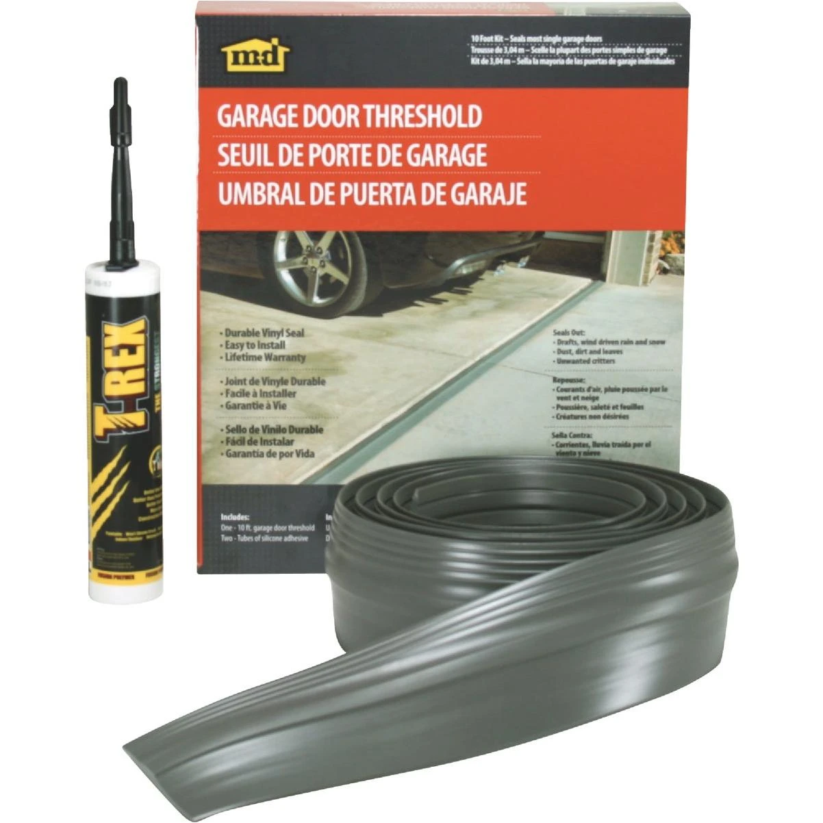 M-D Building Products 10 Ft. Gray Vinyl Garage Door Threshold Kit
