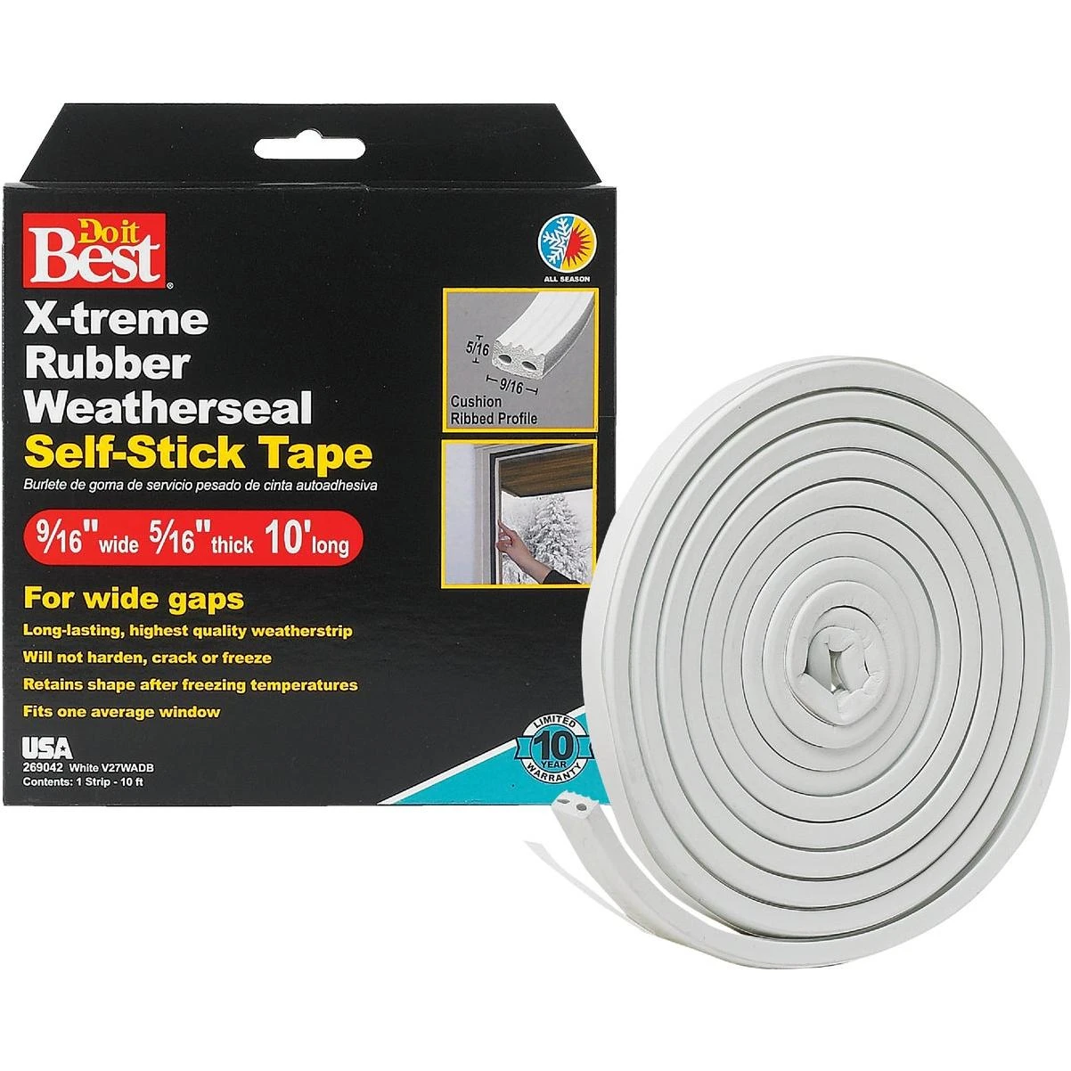 Do it Best 9/16 In. x 10 Ft. White Wide Weatherseal Tape