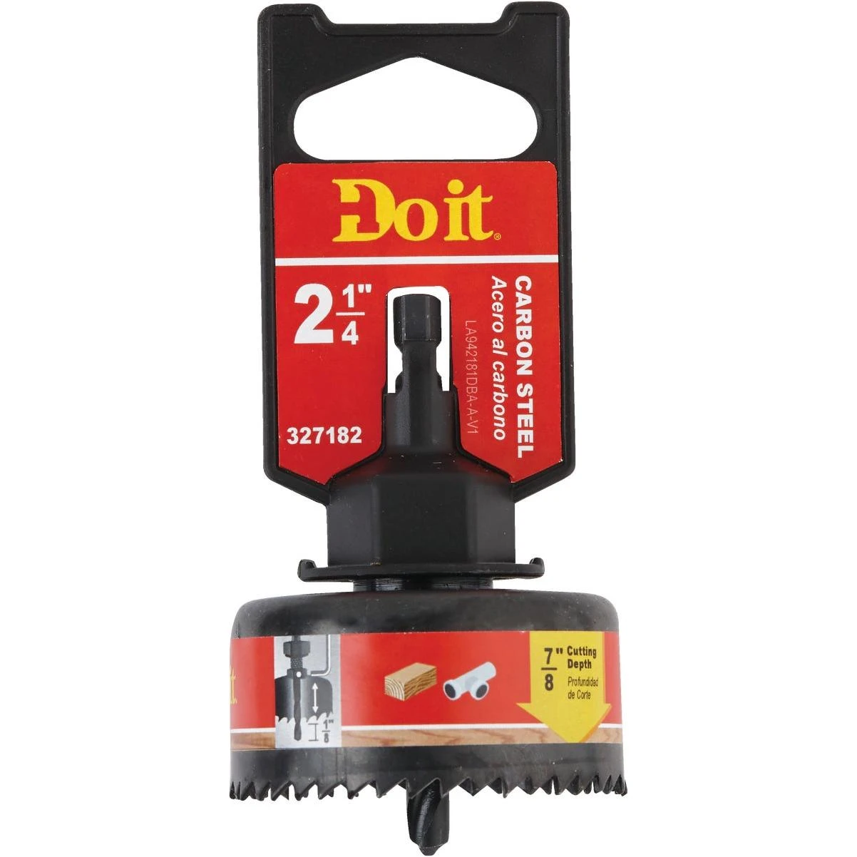 2.25-Inch Carbon Steel Hole Saw with Integrated Mandrel for Wood, Plastic & More