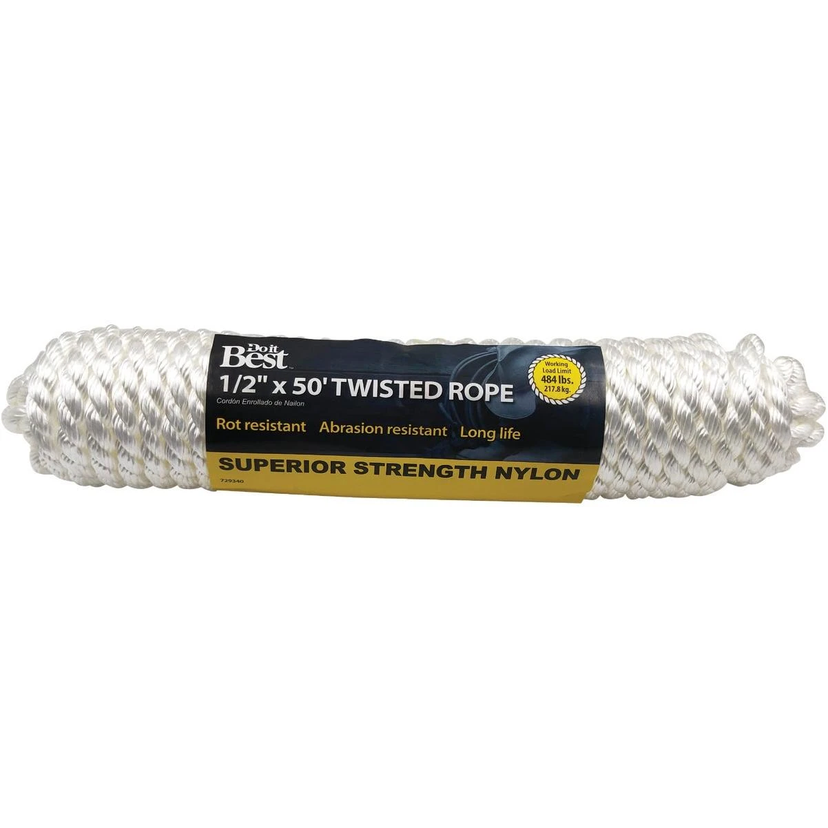 NYLON ROPE 1/2" X 50' TWISTED