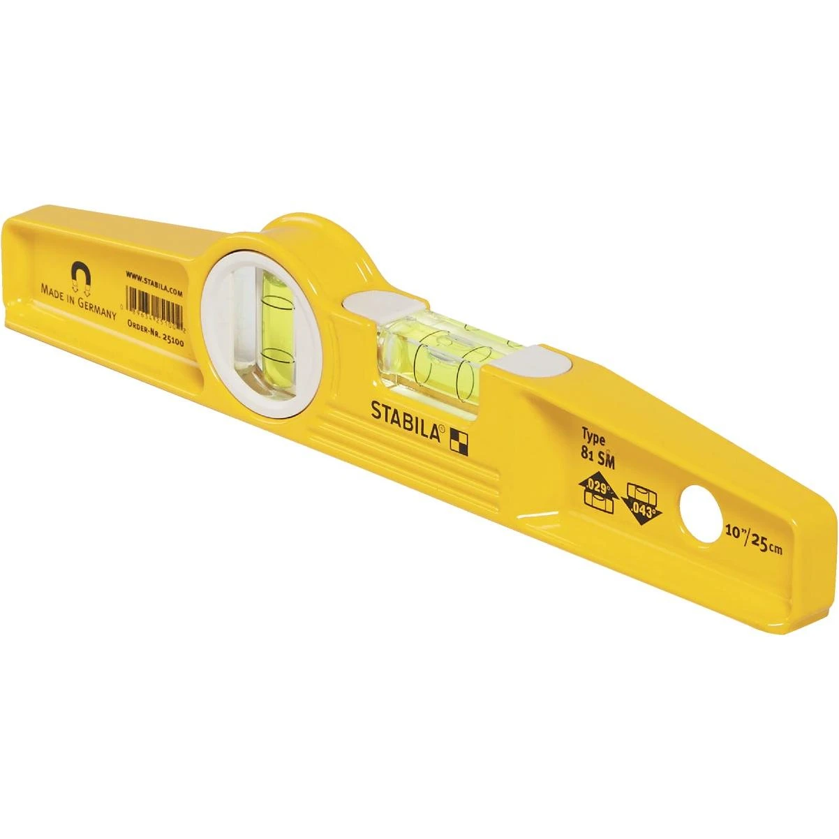 Stabila 10 In. Aluminum Rare Earth Magnetic Torpedo Level