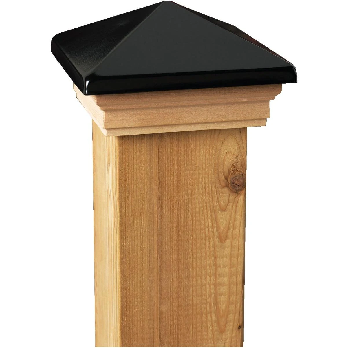 Deckorators 4 In. x 4 In. Plastic Top, Cedar Base Press-On Post Cap