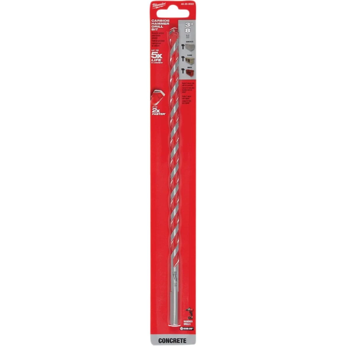Milwaukee SHOCKWAVE 3/8 In. x 12 In. Impact Duty Masonry Carbide Hammer Drill Bit