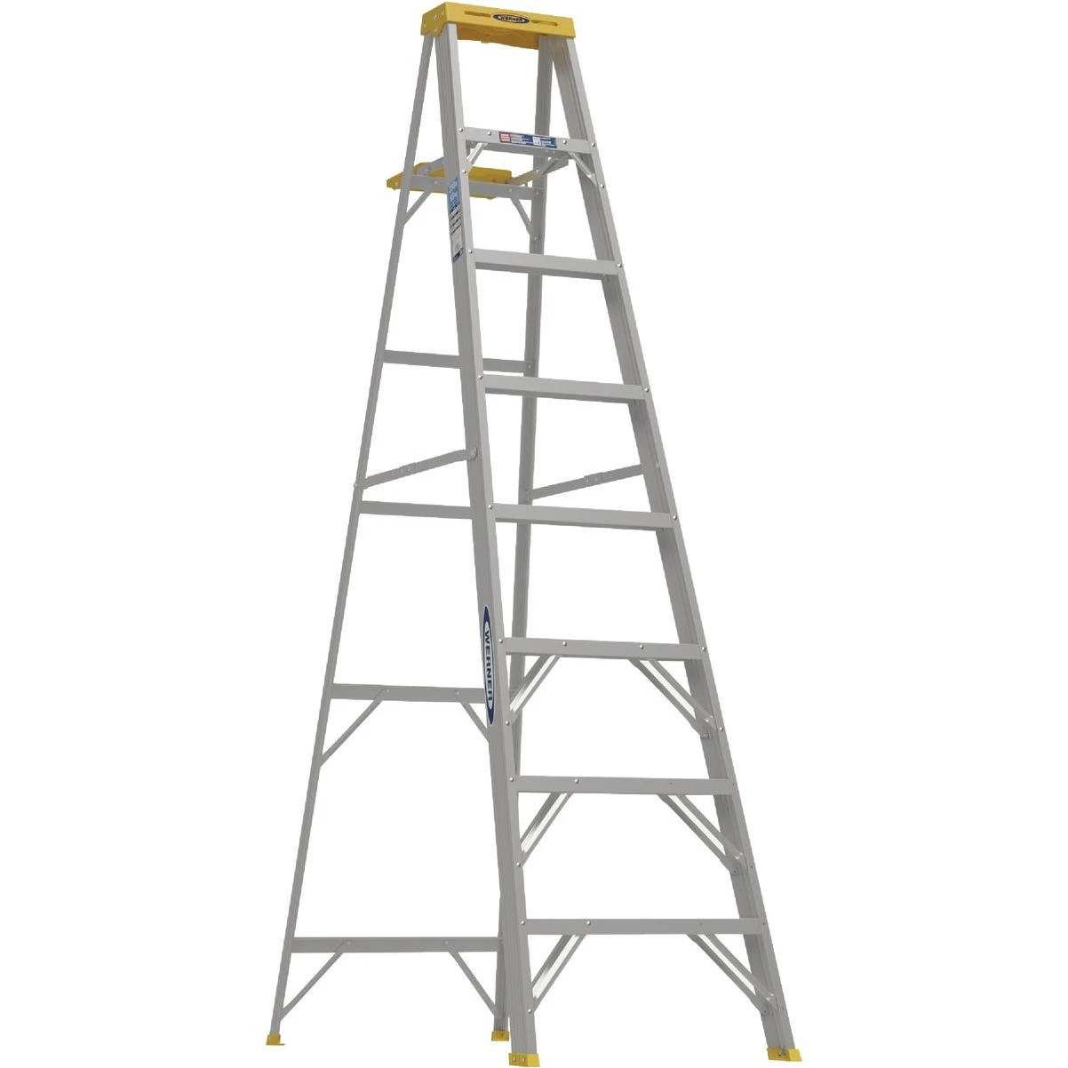 Werner 8 Ft. Aluminum Step Ladder with 250 Lb. Load Capacity Type I Ladder Rating
