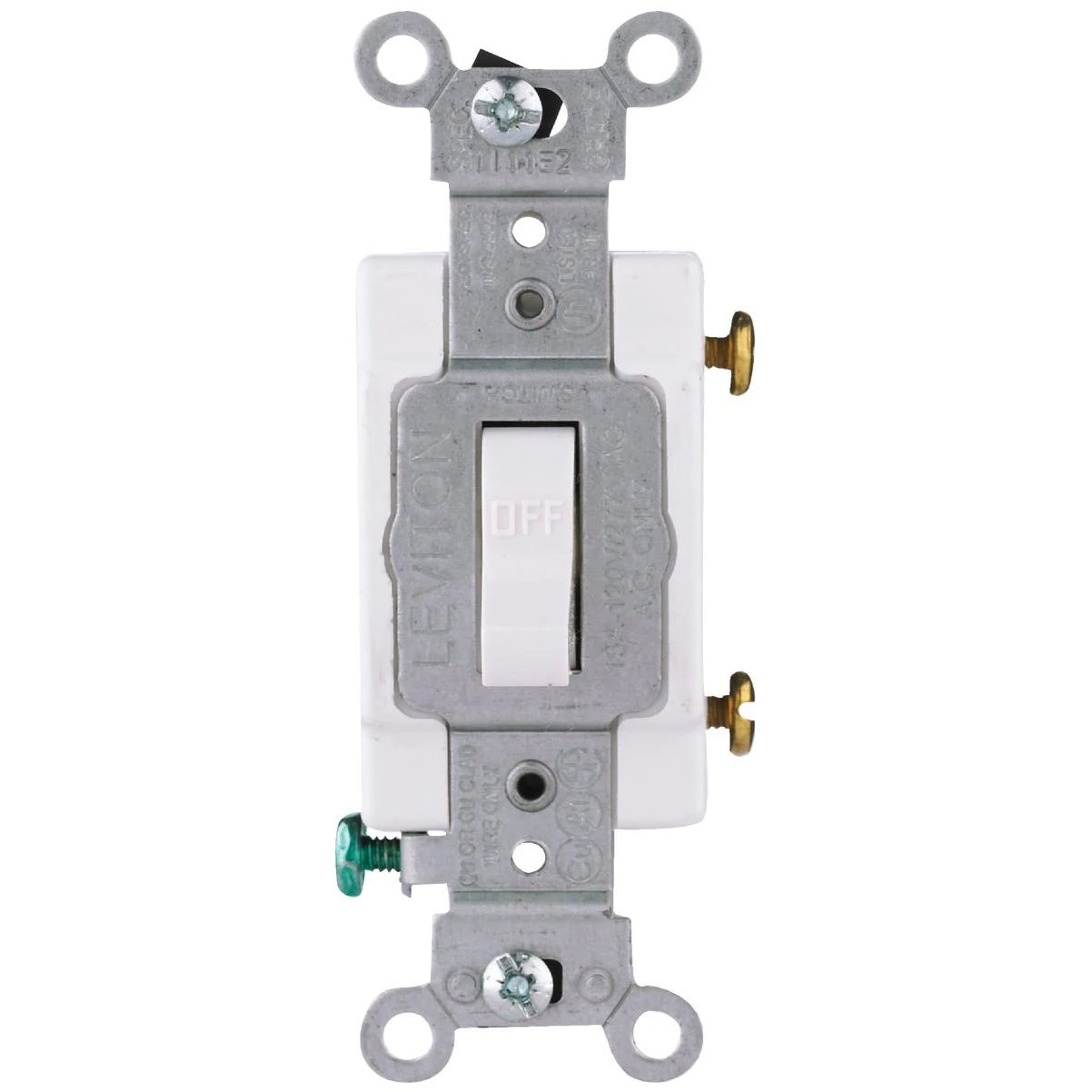 Leviton Commercial Grade 15 Amp Toggle Single Pole Switch, White