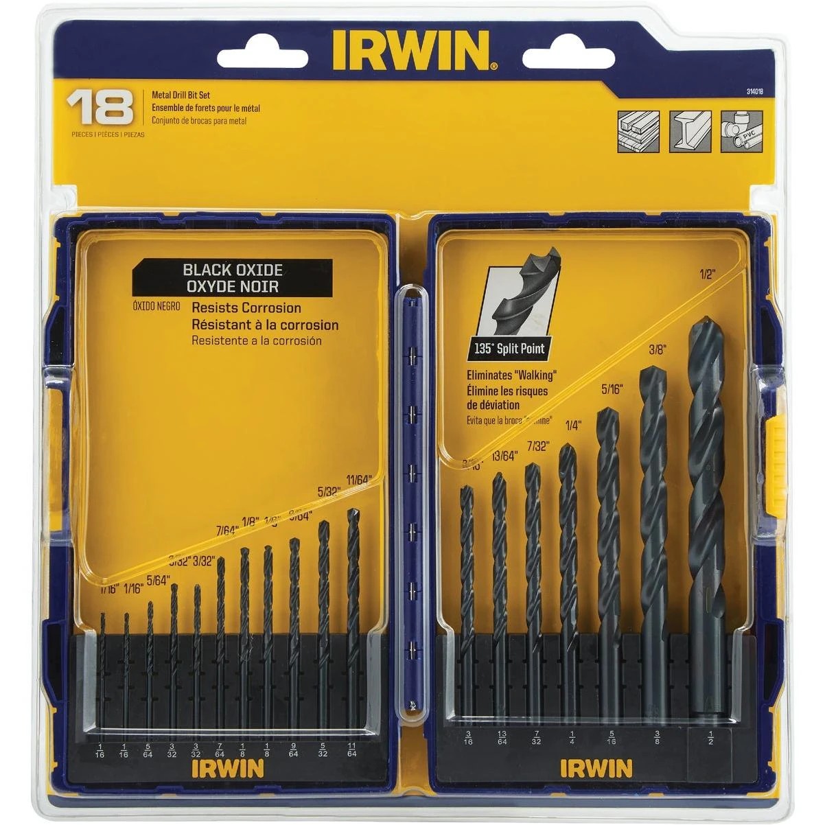 Irwin 18-Piece Black Oxide Drill Bit Set | Hills Flat Lumber